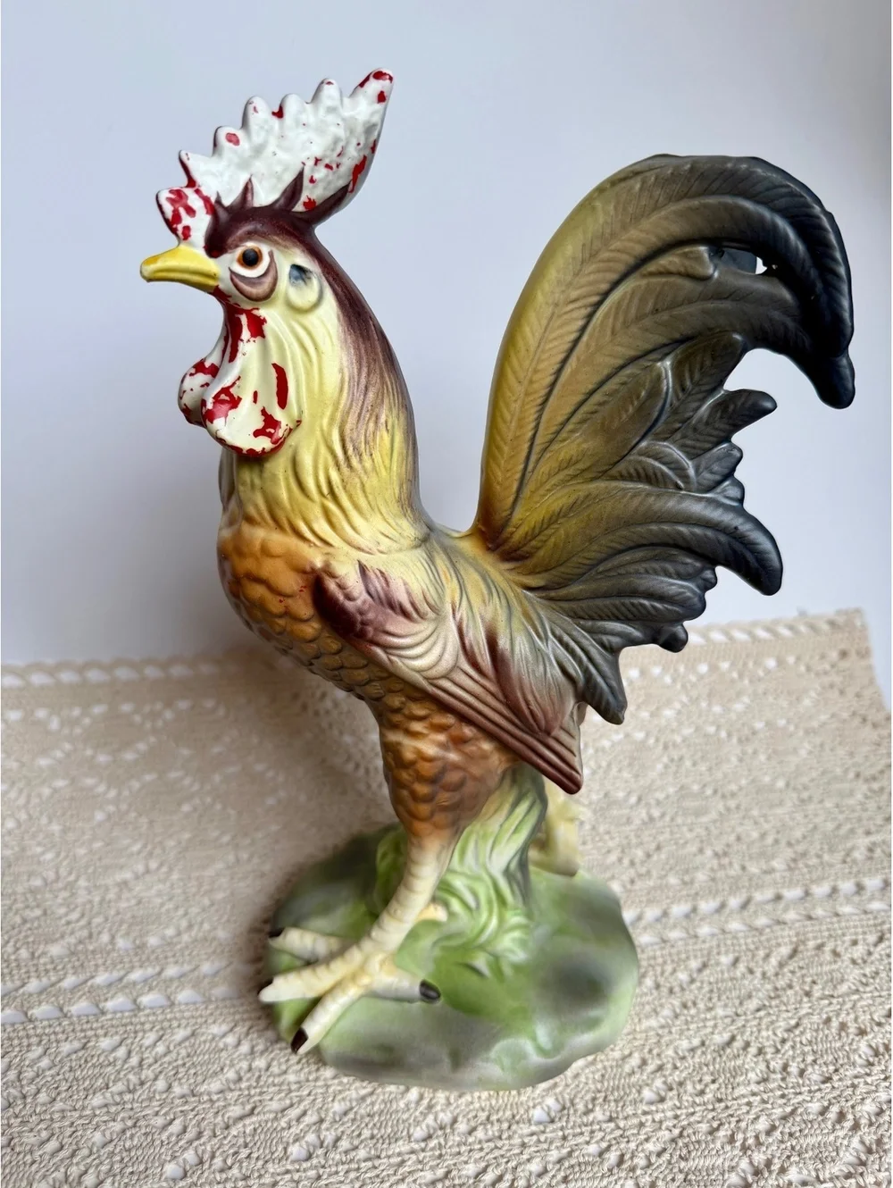 Vintage Ceramic Rooster Figurine Farmhouse Country Kitchen Decor